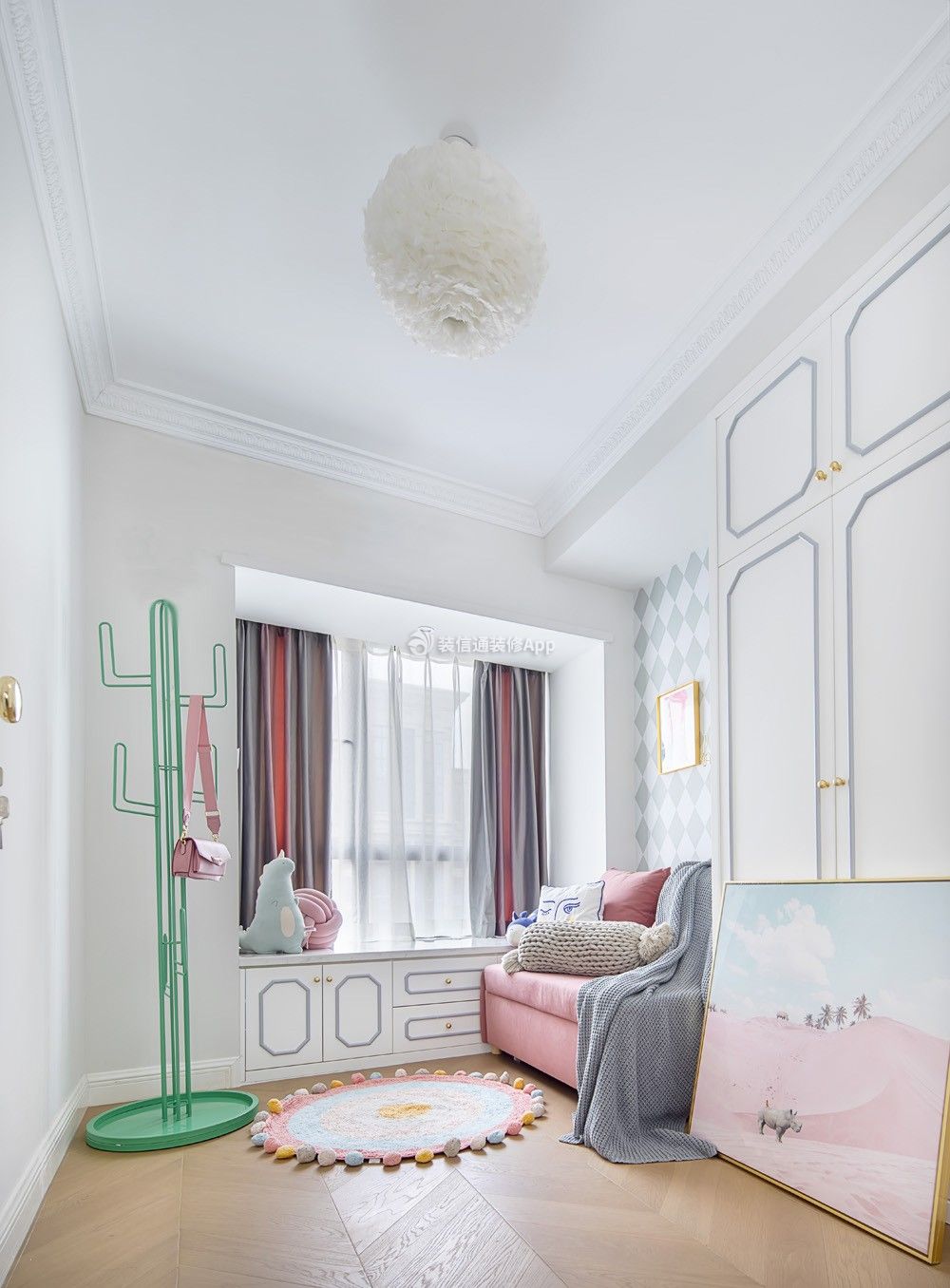 107平法式风格家庭室内飘窗榻榻米设计图片