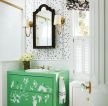 欧式风格小型卫生间绿色浴室柜设计图