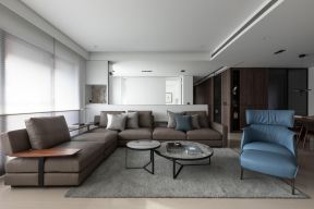 现代风格单身公寓客厅转角沙发装修图