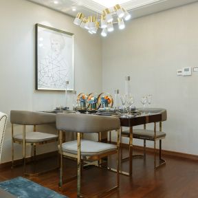 混搭风格95平新房餐厅餐桌椅装饰效果图片