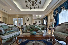 法式古典风格三居室客厅沙发摆放设计图