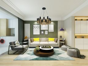 100平现代风格两居客厅创意茶几装修效果图