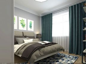 紫竹花园北欧风格两居卧室绿色窗帘装修图