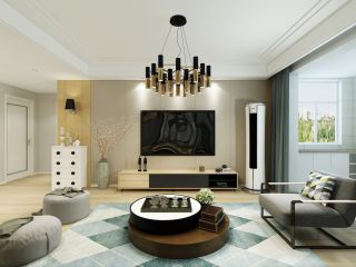 100平现代风格家庭客厅电视墙设计图片大全