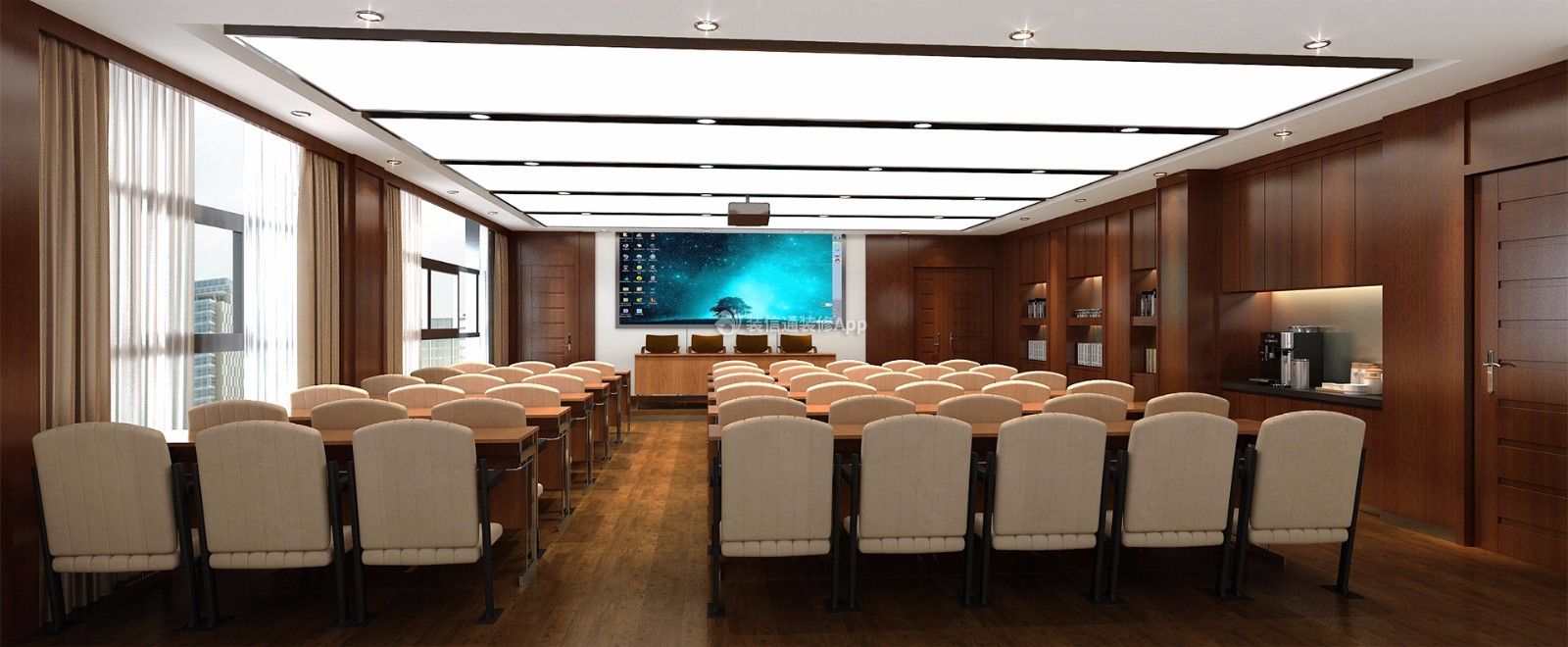 现代风格400平证券公司大型会议室布置图