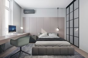 紫金公寓现代风格卧室床头吊灯装修图片
