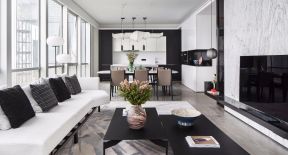 黄金北岸现代风格客厅白色沙发装修设计赏析