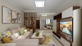 100平现代风格三居室小客厅电视墙柜设计效果图