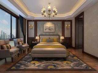 280平玫瑰庄园欧式风格卧室地毯装修图