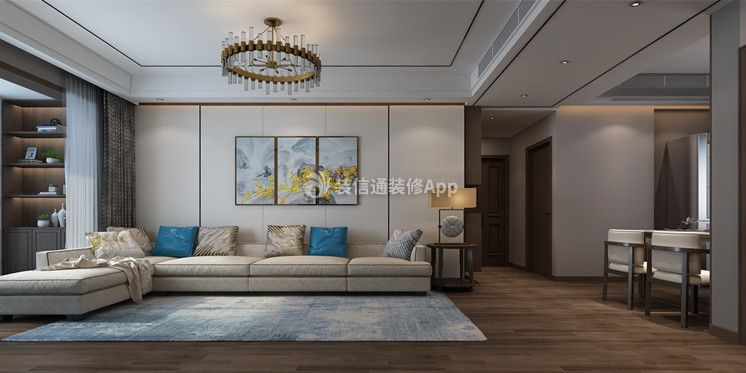 华侨城东岸中式119平三居室沙发装修案例