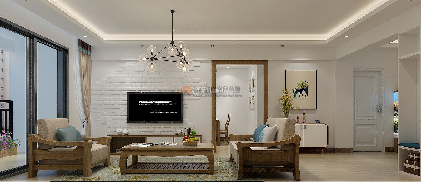 新中式风格客厅家具沙发椅摆放设计效果图片