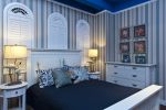 360平地中海风格卧室条纹壁纸装修装饰图一览