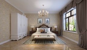 100平欧式风格大户型卧室白色衣柜设计效果图