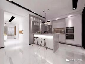 星海长岛214平家庭开放式厨房吧台设计装修图