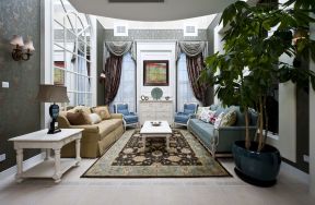 360平地中海风格别墅客厅波斯地毯装修图片