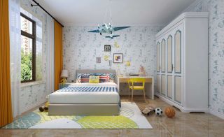 100平欧式风格儿童房背景墙壁纸装饰图片