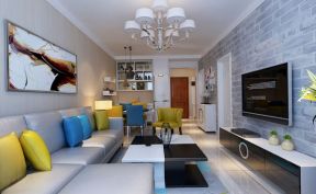 阳光揽胜93平米三居现代客厅沙发装修设计效果图