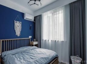 中铁城锦南汇两居98平现代风格蓝色背景墙卧室效果图设计