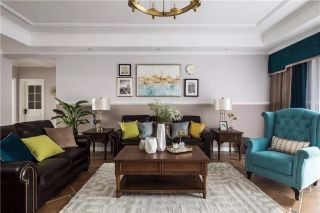 金沙鹭岛四期美式160平四居室客厅装修案例