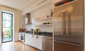  2020家居厨房置物架图片 2020一字型厨房设计图 一字型小厨房