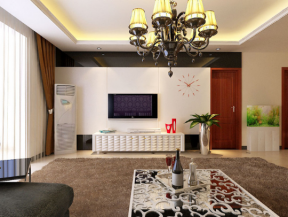 社团南苑现代风格客厅白色电视柜设计图欣赏