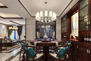 紫荆公馆123平米美式餐厅装修设计效果图欣赏
