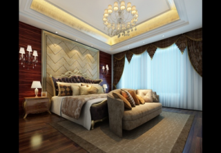玫瑰星城168平米中式卧室装修设计效果图欣赏