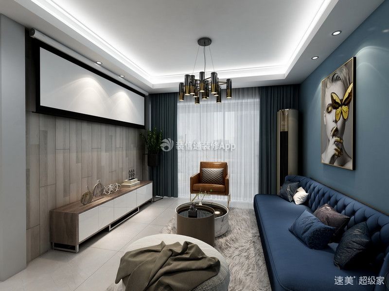 莱安意境现代简约86平三居室客厅装修案例