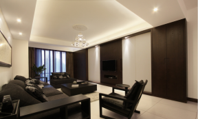 文鼎苑新中式120平三居室客厅装修案例