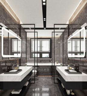 东龙壹湾现代风格复式楼卫生间洗手台设计图