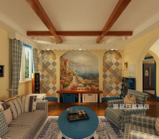 丽彩怡和人家200㎡地中海风格五居室客厅装修效果图