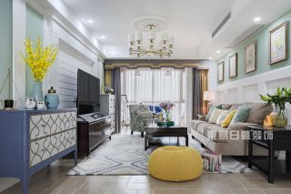 温莎国际160㎡四居室美式风格客厅装修效果图