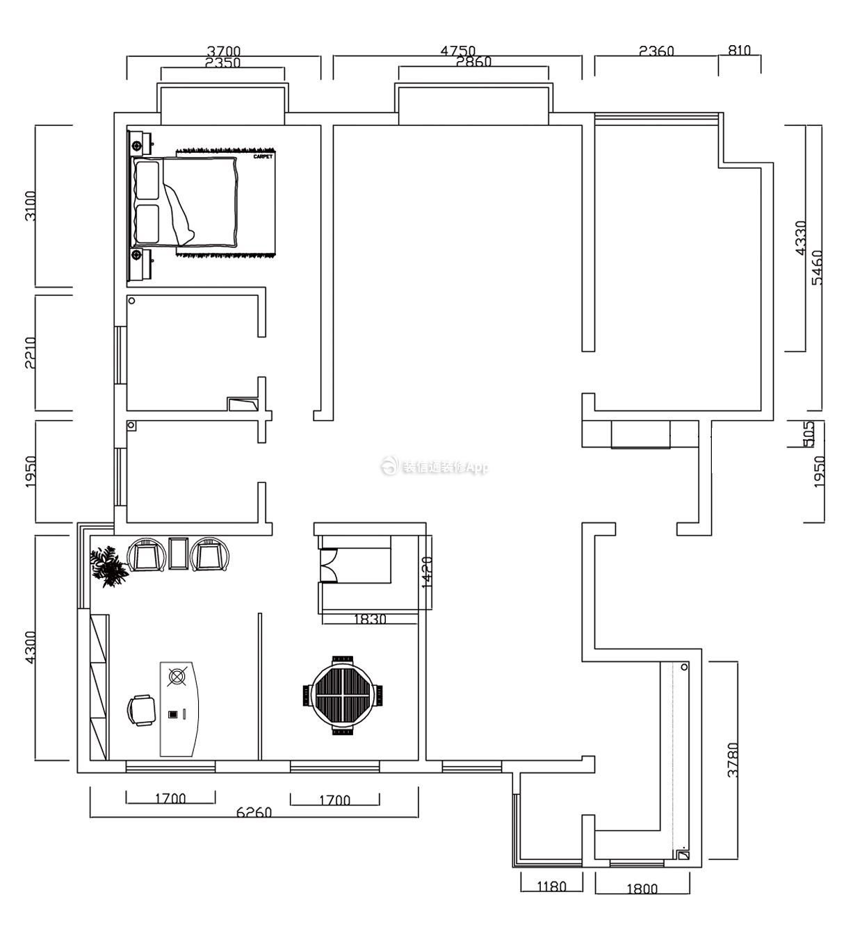 157平禅意风格三居室房屋装修户型图片