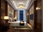 600平新中式风格别墅卧室嵌入式电视墙设计图片