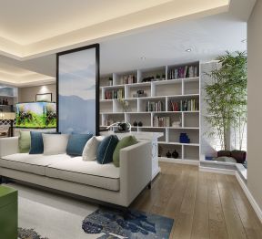 中海紫御华府120平米三居现代沙发背景墙装修设计效果图