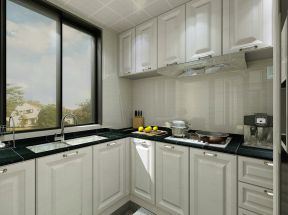 98平国际公馆新房厨房白色橱柜设计效果图