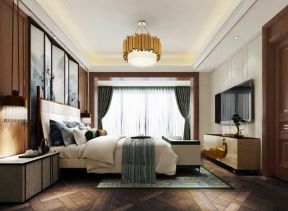 碧桂园别墅中式风格卧室吊灯设计装修图片