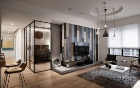 金风云天尚谷现代简约120平三居室客厅装修案例