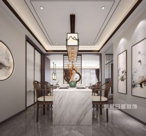 狮山原著141平三居室新中式餐厅装修效果图