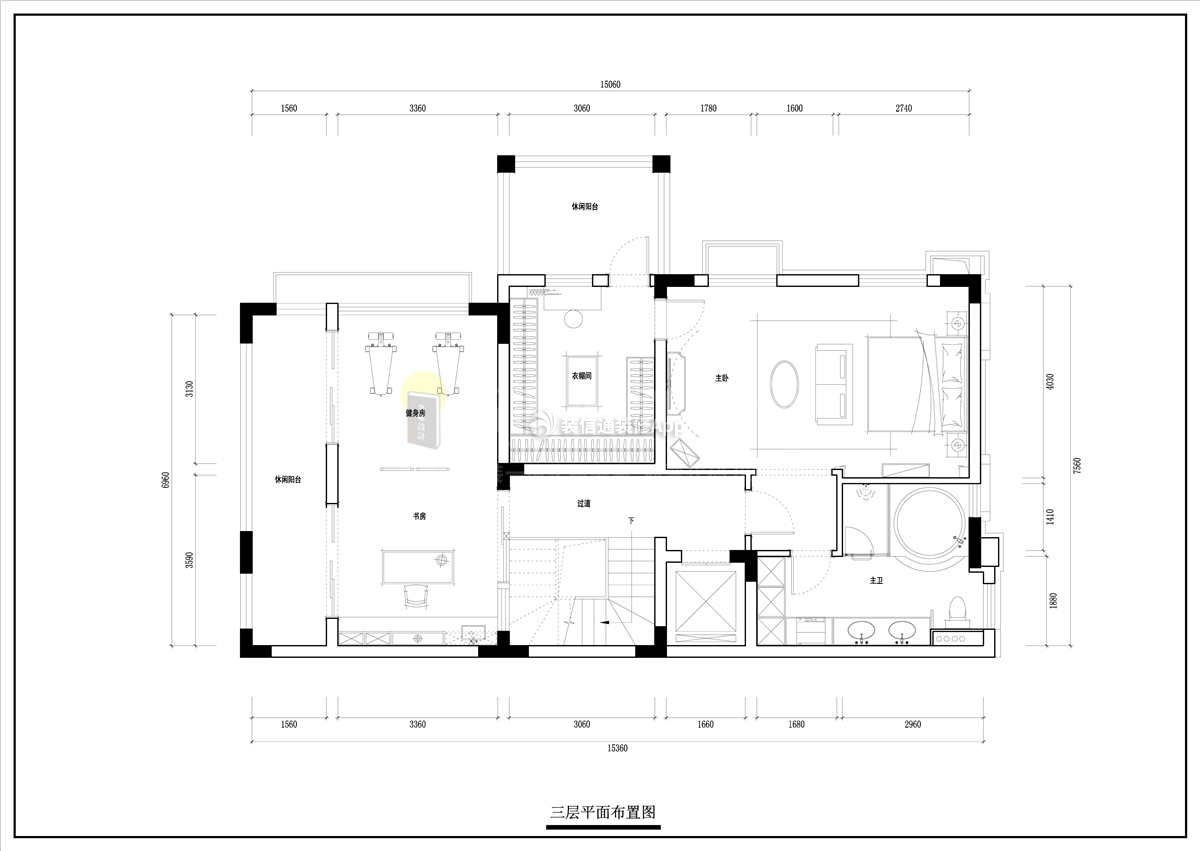 緣水岸720平米中式別墅裝修平面圖