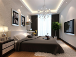 紫荆公馆现代风格家庭卧室白色地毯装饰图