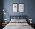 88平方北欧风格两居卧室蓝色背景墙设计效果图