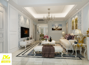 银泰城126平米欧式客厅沙发装修设计效果图欣赏