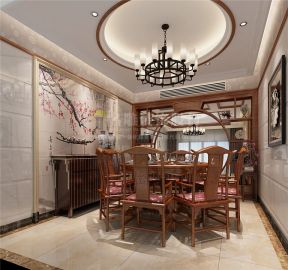 锦绣山河观园中式风格家庭餐厅圆形吊顶图片