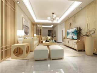碧桂园简中式风格客厅原木家具装修设计图片一览