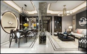 龙湖西府原著新中式客厅餐厅隔断设计图一览