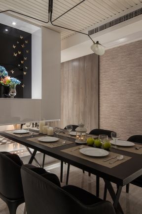 舜和慢城现代风格家庭餐厅餐桌布置效果图