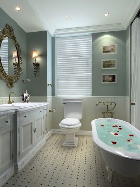新华联雅园法式风格浴室白色浴缸设计效果图
