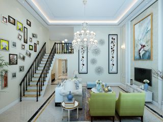 中海巅峰一号现代风格别墅客厅整体装潢设计图