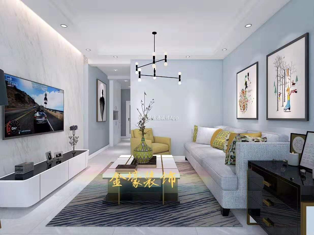 金域丽江120平米美式客厅沙发装修设计效果图欣赏